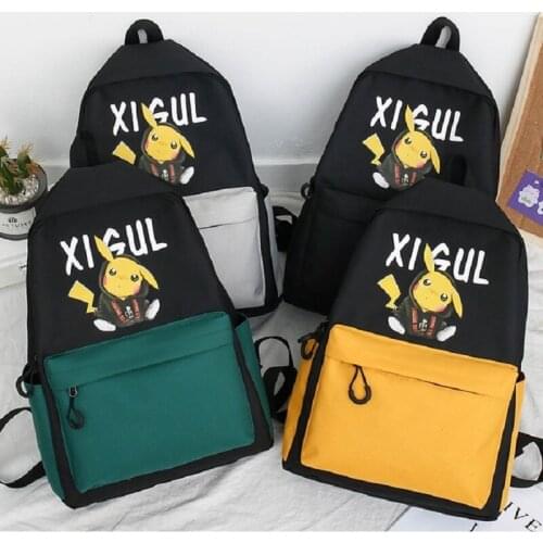 Wholesale New Style Fashion Trend Backpack Pikachu Student Schoolbag Large Capacity Three-piece Multi-purpose For Men And Women