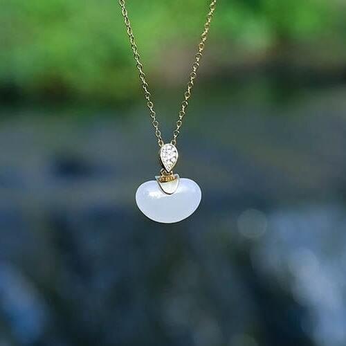 S925 Sterling Silver Ancient Gold Inlaid Natural Hetian White Jade Elephant Lucky Lucky Lucky Pendant Vintage Necklace for Women