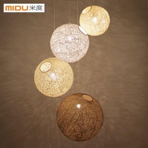 Ball Shaped Chandelier Modern Minimalist Rattan Living Room Bedroom Corridor Balcony Lamp Southeast Asian Restaurant Bed