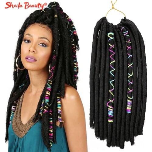 Faux Locs With Color Line Soft Dreadlocks Crochet Braids Hair Synthetic Braiding Hair Extensions for Women Black Brown