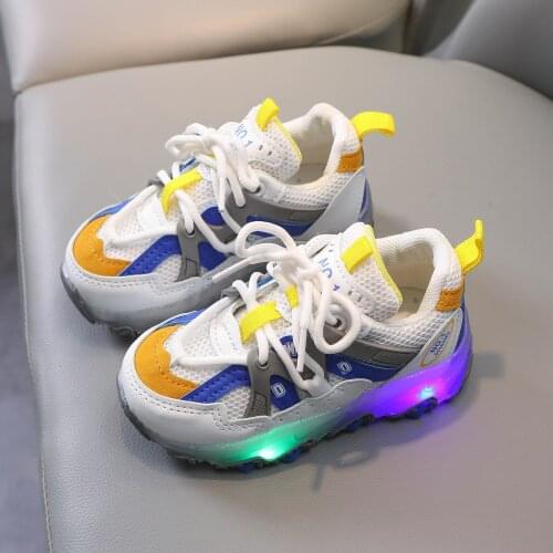 TELOTUNY Children Kids Baby Girls Boys Breathable Sneakers Soft Sole Non-slip Bling Led Light Luminous jogging Sport Shoes