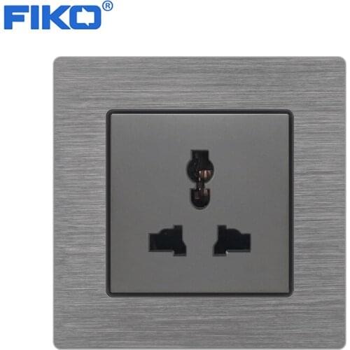 FIKO 13A Universal UK socket family hotel wall power socket ,3 pin universal power socket Aluminium Alloy panel 86mm*86mm