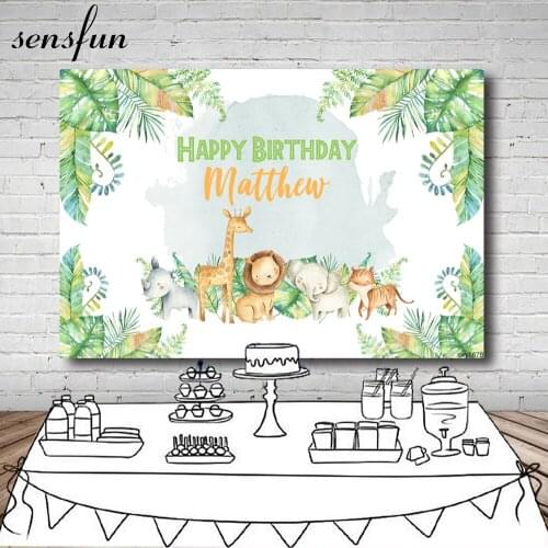 Sensfun Woodland Baby Shower Birthday Party Backdrops Animal Lion Elephant Jungle Backdrop Photography Background 7x5ft Vinyl