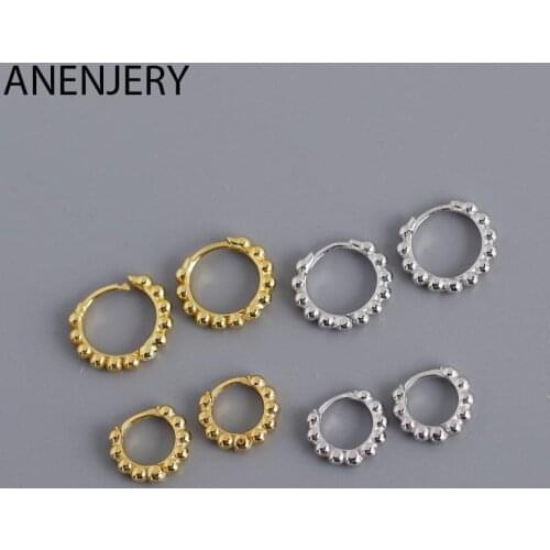 ANENJERY 925 Sterling Silver Small Hoop Earrings For Women Simple Korean Jewelry Accessories Wholesale