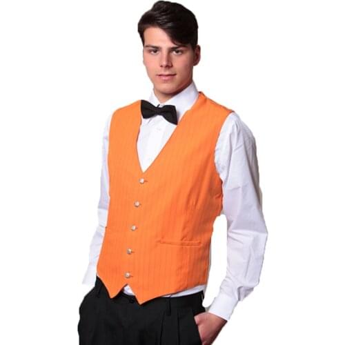 Vest male waiter work bar bartender bartender hotel Room restaurant Pinstripe