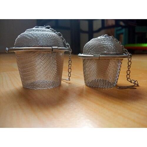 1PC Durable Silver Reusable 304 Stainless Mesh Herbal Ball Tea Spice Strainer Teakettle Locking Tea Filter Infuser Spice KV 059