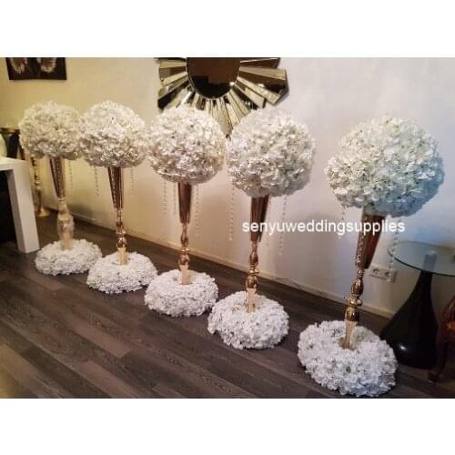 12pcs )Gold Wedding Flower Vases Tall Table Centerpiece Metal Gold Silver Flower Trumpet for Wedding party Decoration 1302
