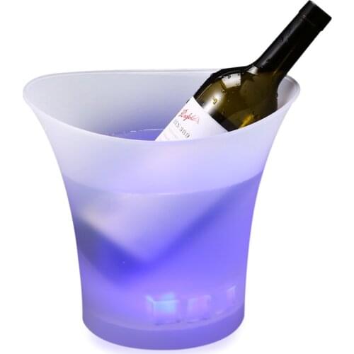 2016New Eco - Friendly High Quality Plastic PP 5L Colorful LED Ice Bucket Champagne Wine Beer Luminous Cooler For Bar Party