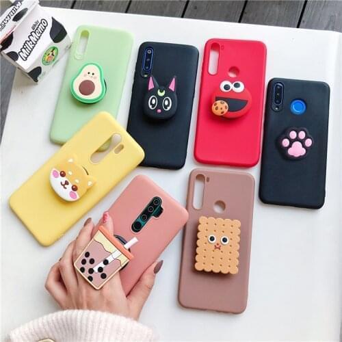 3D Silicone Cartoon Stand Phone Holder Case for Redmi 9T 9A 9C 9 Prime 9 8 8A 7 7A 6A 6 Pro 5 Plus 4A 4X Fruits Cover