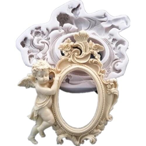 Angel Hold Frame Cooking Tools Decoration Silicone Fondant Sugar Craft Molds DIY Cake Candy Chocolate Decorating H680
