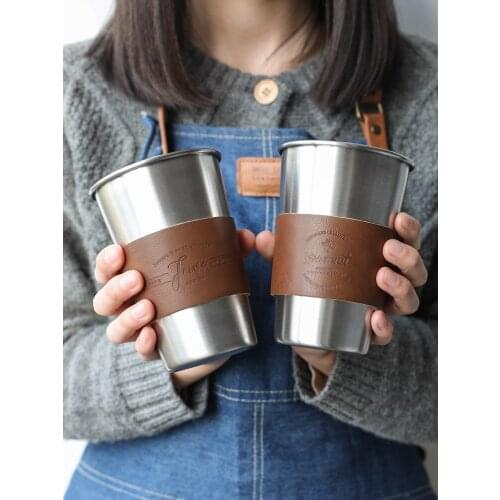 Stainless steel cups, cups, coffee cups, covers, insulation, Nordic ins wind, creative personality, trend, cups, cups, hand cups