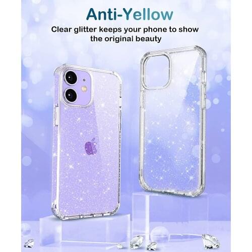 Clear Crystal Glitter Phone Case for iPhone 12 11 Pro max 6 7 8Plus X XS XR Case Bling Sparkle Shockproof Protective Phone Case
