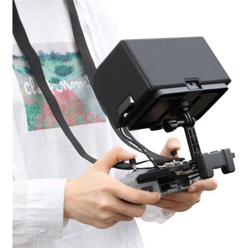 2 in 1 Phone Holder with Sun Hood for DJI Mavic Air 2/ Mini/ Pro/ 2/ Air/ Spark Remote Controller Adjustable Angle Phone Clamp