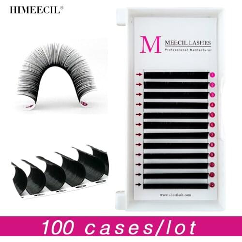 HIMEECIL Wholesale 100Case/Lot C CC D DD Curl Individual Lashes Supplies False Professional Soft Mink Eyelash Extension