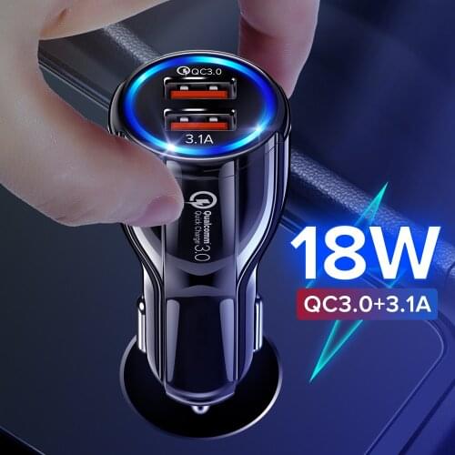 JTKE 18W Dual USB Car Charger LED Fast Charging Quick Phone Charge Adapter For iPhone 12 11 Pro Max 6 7 8 Xiaomi Redmi Huawei