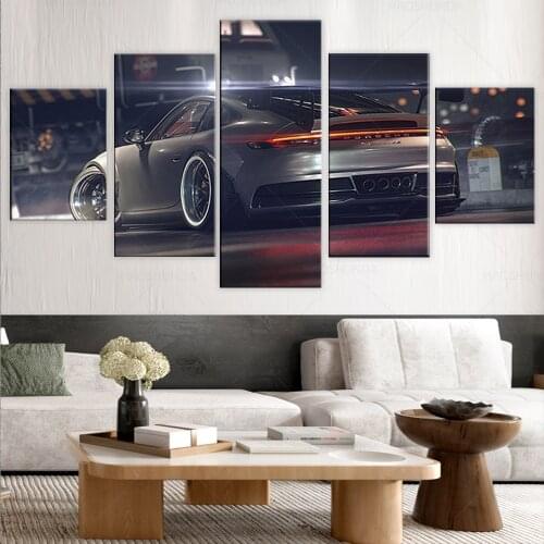Home Decor Painting 5 Pieces Porsche 911 GT3 Car Canvas Print Poster Modern Wall Art Modular Picture Bedroom Background Frame