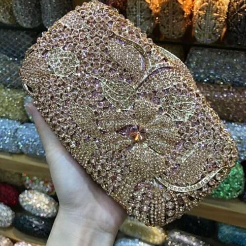 Red/silver Women Crystal Clutch Evening Bags Diamond Wedding Banquet Handbag Purse Bridal Metal Clutches Shoulder Evening Bag