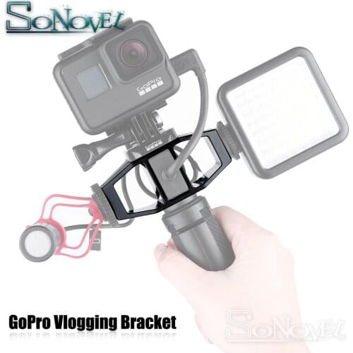 GoPro Vlogging Stand Bracket 2 Cold Shoe Mount 1/4'' Screw for GoPro Hero 7 6 5 4 3 SJcam DJI Osmo Action Sport Cameras