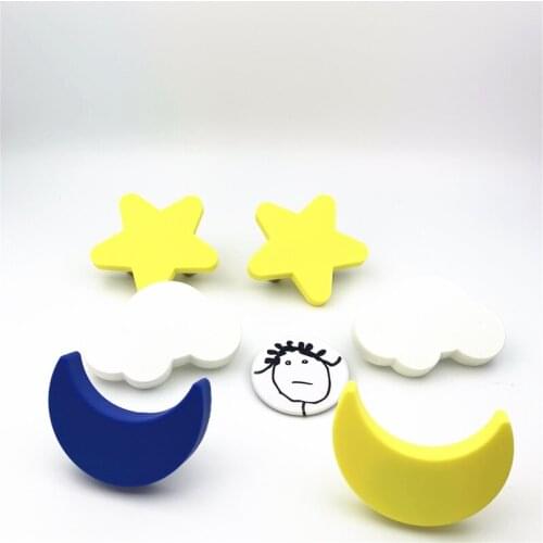 LCH Rubber Knob Carton Knob Cloud Blue Star Moon Cabinet Knobs Drawer Knob for Kids/ Children Cabinets Cupboard Knobs