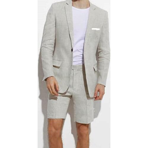Summer Custom Fashion Handsome Solid Color Men Suit Slim Fit Groom Tuxedo For Wedding Dinner Party Male Clothing (Jacket+Shorts)