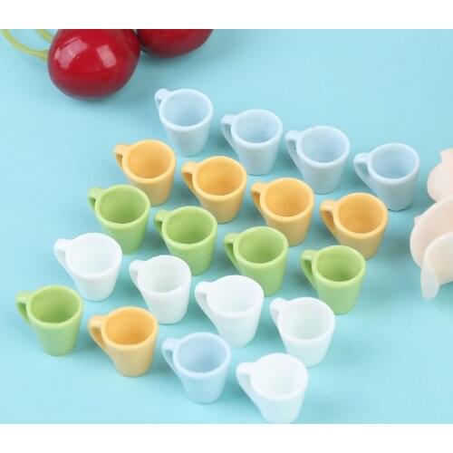Hot！4Pcs 1:12 Dollhouse Miniature Accessories Mini Resin Mug Model Simulation Japanese Style Water Cup Toy Doll House Decoration