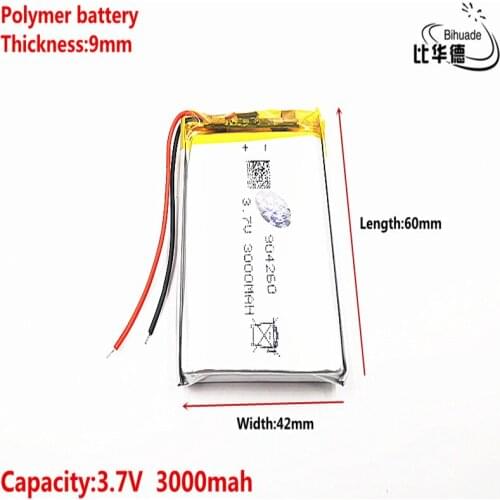Liter energy battery Good Qulity 3.7V,3000mAH 904260 Polymer lithium ion / Li-ion battery for tablet pc BANK,GPS,mp3,mp4