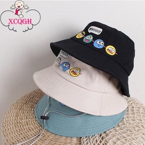 XCQGH Cartoon Smile Baby Sun Hat Cute Baby Girl Boy Bucket Hat Outdoor Infant Toddler Kids Hat Children Fisherman Hat