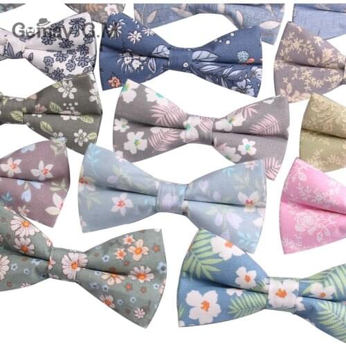 Brand Floral Print Mens Bowtie Casual Shirts Bow tie For Men Business Wedding Cotton Bowknot Adult Striped Bow Ties Cravats
