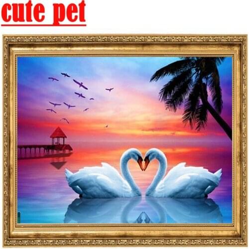 Beautiful swan puzzle 5D DIY Diamond Painting Diamond Embroidery Rhinestone Mosaic Cross Stitch Kit Home Decoration 3d wallpaper