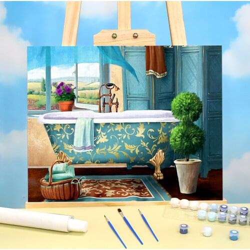 Landscape Bathroom Painting By Numbers Complete Kit Acrylic Paints 40*50 Picture By Numbers Photo Home Decoration Art