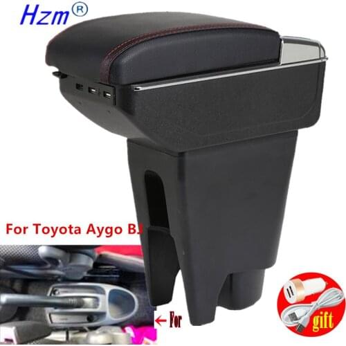 For Toyota Aygo BJ Armrest box Interior Parts special Retrofit parts Car Armrest Center Storage box USB LED
