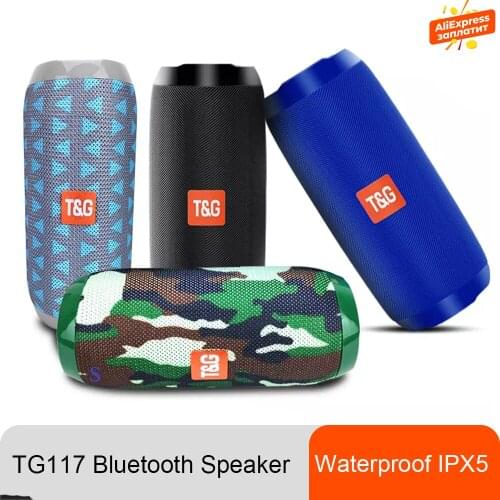TG117 Hifi Portable Speaker Waterproof Wireless Bluetooth Column Bass HiFi Soundbar Surround Subwoofer support usb AUX FM radio