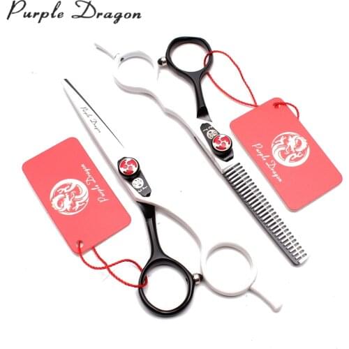 5.5" 6" JP Stainless Purple Dragon White&Black Dog Scissors Straight Shears Thinning Shears Professional Grooming Scissors Z1018
