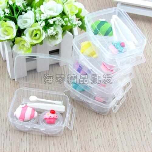10pcs beauty Lovely Cartoon Little Fish cake Portable Contact Lens Case transparent Convenient to carry Partner box Nursing box