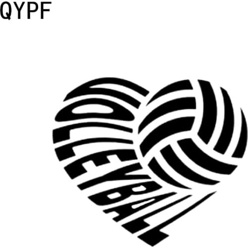 QYPF 12.7*11CM Beach Volleyball Heart Shape Decor Graphic Vinyl Car Modelling Sticker Silhouette Accessories C16-1390