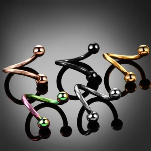 S Shaped Labret Ring Lip Piercing Ear Cartilage Earrings Hoop Men Women Fake Septum Piercing Ring Body Jewelry