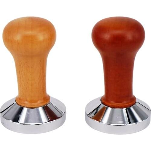 Calibrated Pressure Tamper Wood Handle Coffee Powder Hammer Ripple Espresso Tamper Coffee Tamper Barista Tools 51mm 54mm 58mm