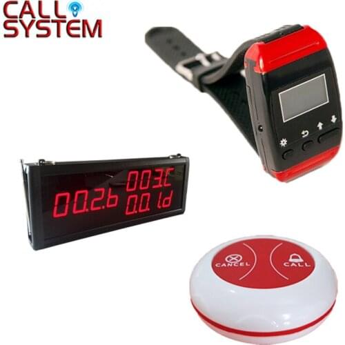 433.92MHZ Restaurant Pager Calling System Full Equipment Call System ( 1 display+1 wrist pager+ 25 call button)
