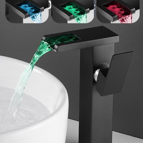 Kitchen Faucet Deck Mounted Mixer Tap LED Luminous Rotation Handle Stream Spray Nozzle Kitchen Sink Tap Temperature Color Change