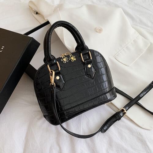 New Vintage Fashion PU Leather Alligator Bags Double Flower Zipper Women Shoulder Crossbody Bag Bags Tote Womens Handbags Purse