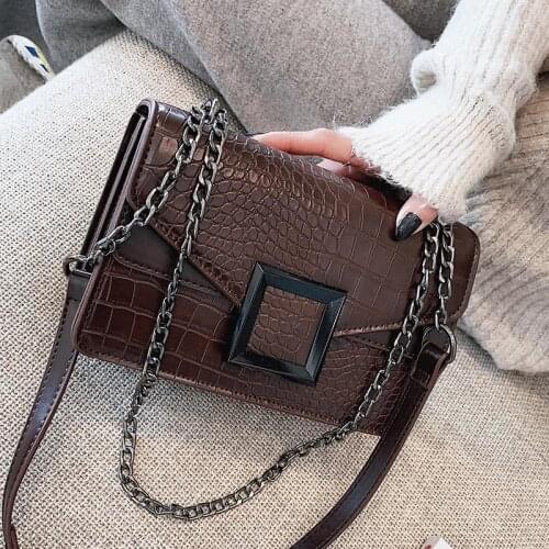 Stone Pattern PU Leather Crossbody Bags For Women 2021 Simple Small Shoulder Bag Female Luxury Chain Handbags and Purses