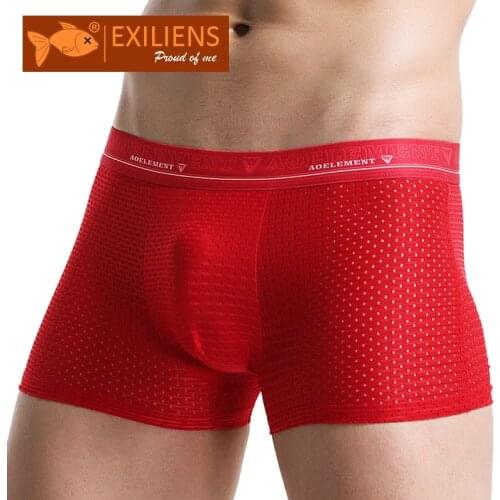 EXILIENS New Mens Underwear Boxer Men Boxers Solid Hollow Hombre Cuecas Masculina Boxershorts Man Panties Homme Size L-3XL 0916