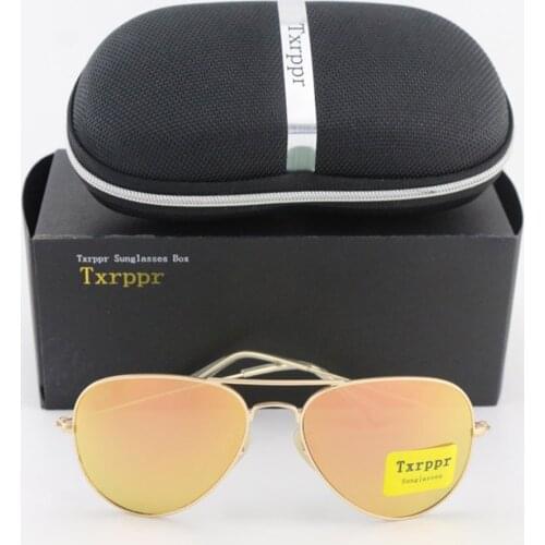 Txrppr High quality Gold Metal Frame Pink lens Fashion Sunglasses For Men and Women Brand designer Sport Sun glasses With box
