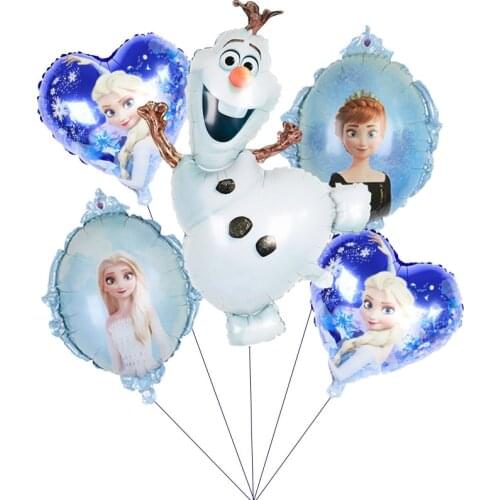 6pcs/lot Disney Frozen Elsa Olaf Cartoon Theme Princess Balloons Kids Toys Birthday Party Decor suppliess Foil Number Balloons