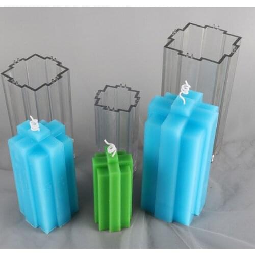 1 Pc Geometric Building Block Shaped Clear Plastic Scented Candle Mold Soap Mould Making DIY Crafts Decorating