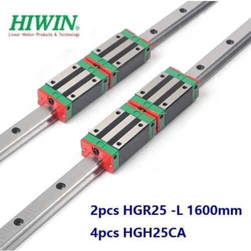2pcs 100% Original New Hiwin HGR25 -L 1600mm linear guide/rail + 4pcs HGH25CA linear narrow blocks for CNC router