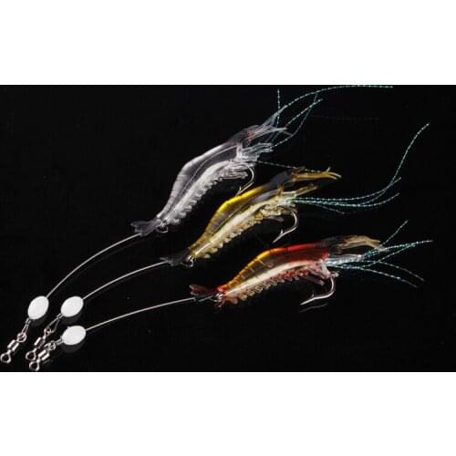 20Pcs/Lot 20cm 5.5g Artificial Shrimp Fly Fishing Lures Soft Lure Bait With Hook Luminous Glow Bead Silicon Fishing Tackles Kits