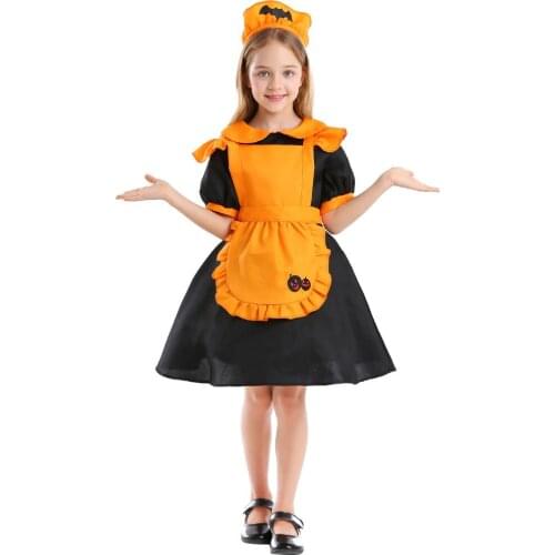 2020 Newest Halloween Girl vampire witch Yellow pumpkin lantern parent-child Dress Halloween Cosplay Carnival Party Costume
