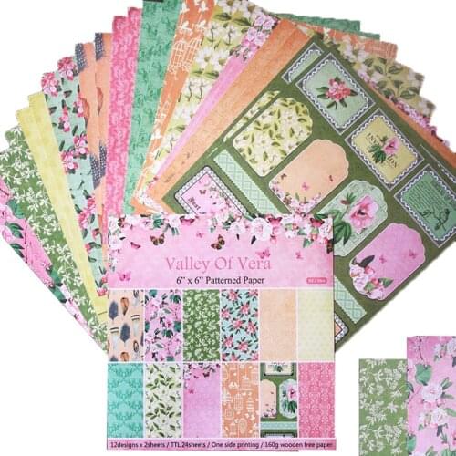 Scrapbooking Material Patterned Paper Chipboard Craft Paper 24 Sheets 6 Inch scrapbook paper
