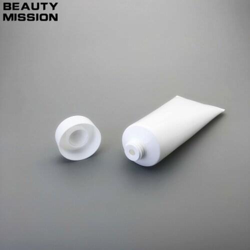 25pcs)200g empty cosmetics container Plastic hose Facial cleanser sunscreen packaging container 150ml White squeeze hose